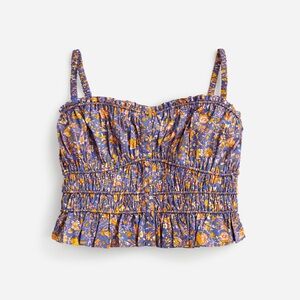J. Crew Purple and Orange Floral Smocked Tank Top